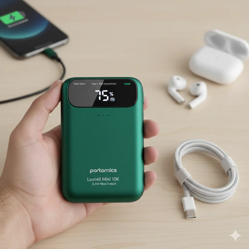 Portronics Luxcell 10000mAh slim power bank under ₹1000