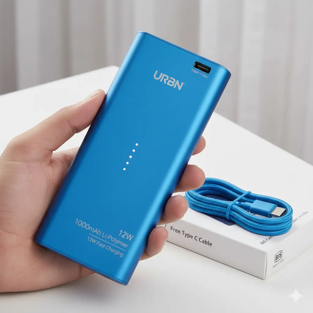 URBN 10000mAh power bank under ₹1000 in India – dual USB portable charger