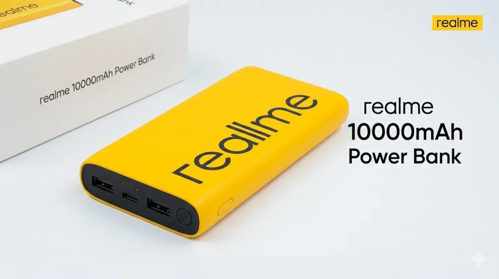 Realme 10000mAh 18W compact budget power bank for students