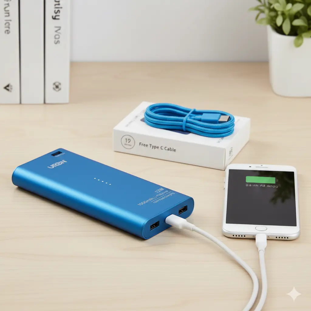 URBN Slim 10000mAh lightweight power bank for daily college use