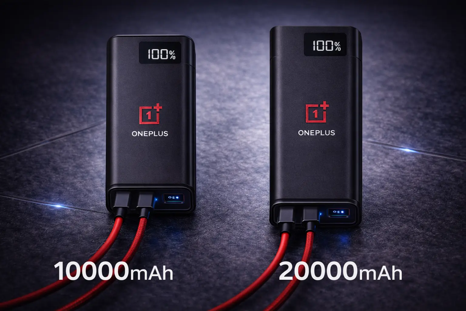 Comparison of OnePlus Power Bank 10000mAh and 20000mAh battery capacity